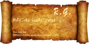 Rády Györgyi névjegykártya